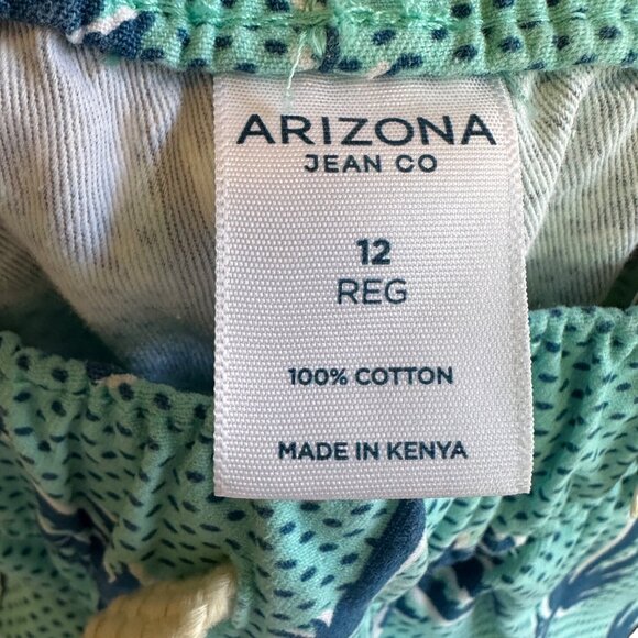 Arizona Jean Co Size 12. Boys Jogger Beach Outfit Shorts  Turquoise Palm Print - Picture 11 of 12